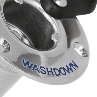 A close up view of the marine deckwash washdown engraving.