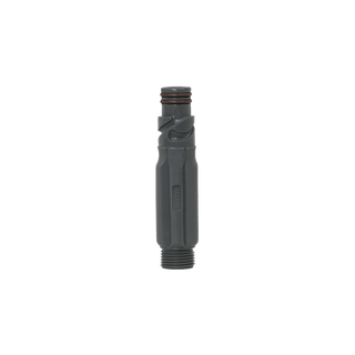 A product shot of the slate gray straight hose connector