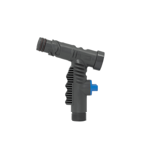 A product shot of the slate gray vacuum breaker hose connector