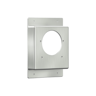 A product shot of the stainless steel 1.5" mounting box for the Hot+Cold Hydrant.