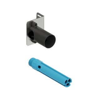 A product shot of the bracket mounting sleeve v1+ and test plug.