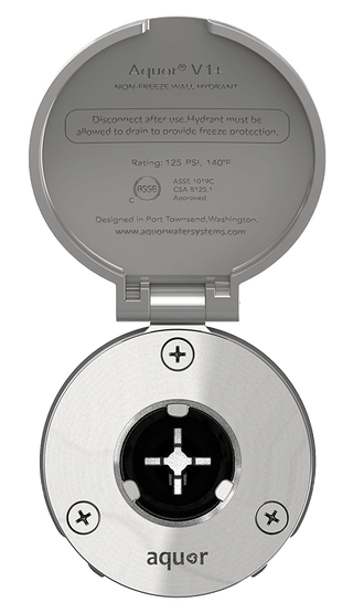 A product shot of the slate gray house hydrant v1+ faceplate with the open cover.