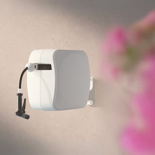 Retractable Hose Reel with Utility Spray Nozzle and Reel Cover Bundle