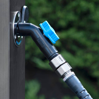 The double female hose adapter attach to a hose and a removable faucet hose connector.
