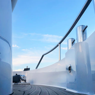 The walkway of a boat the marine deckwash.