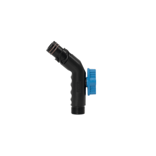 A product shot of the jet black removable faucet connector.