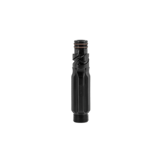 A product shot of the jet black straight hose connector.