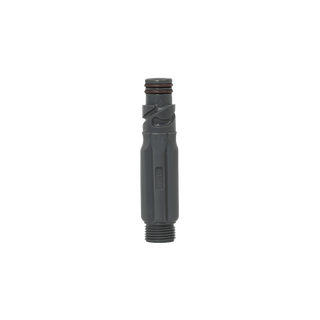 A product shot of the slate gray straight hose connector.