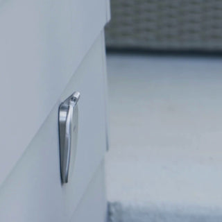 Homeowner connecting to a brushed stainless house hydrant v2+ with a straight hose connector. 