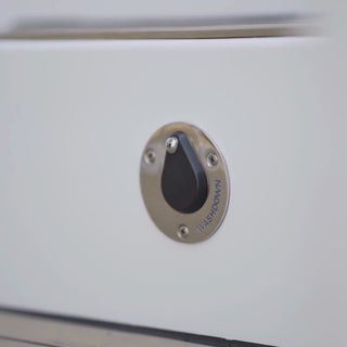 A close-up shot of the marine deckwash installed on a boat.